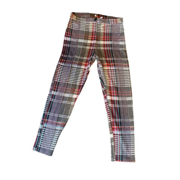Free People Pants - Free People Women's Size 8 Plaiid Zip Up Skinny Fit Pants Multicolor Stretch
